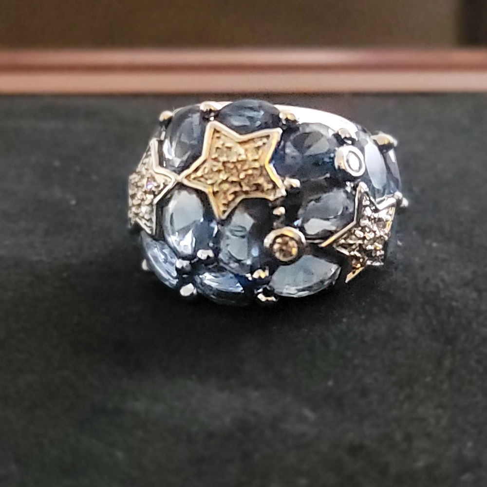 Blue crystal ring
